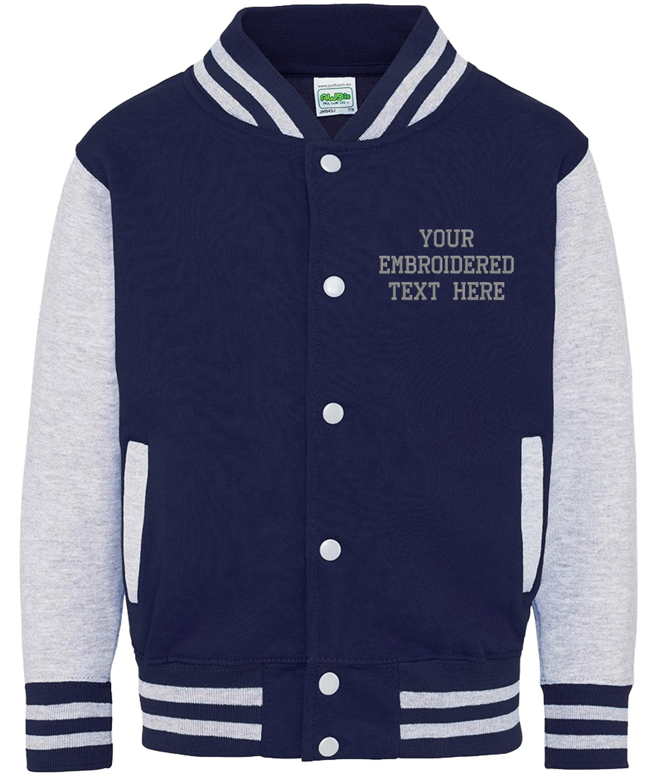 Embroidered Personalised Text Adults Varsity Jacket Custom Name Letterman College Baseball