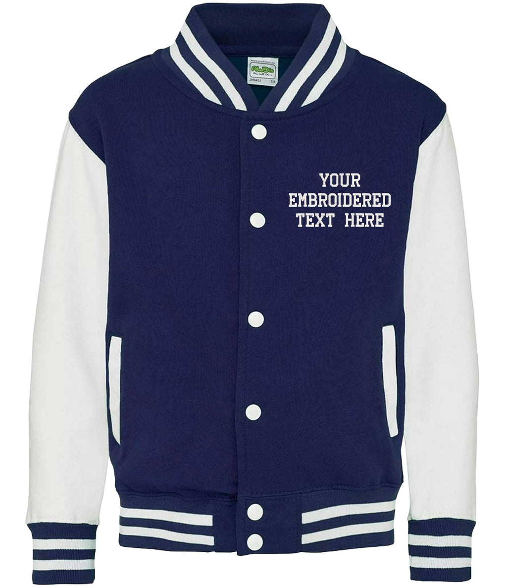 Embroidered Personalised Text Adults Varsity Jacket Custom Name Letterman College Baseball