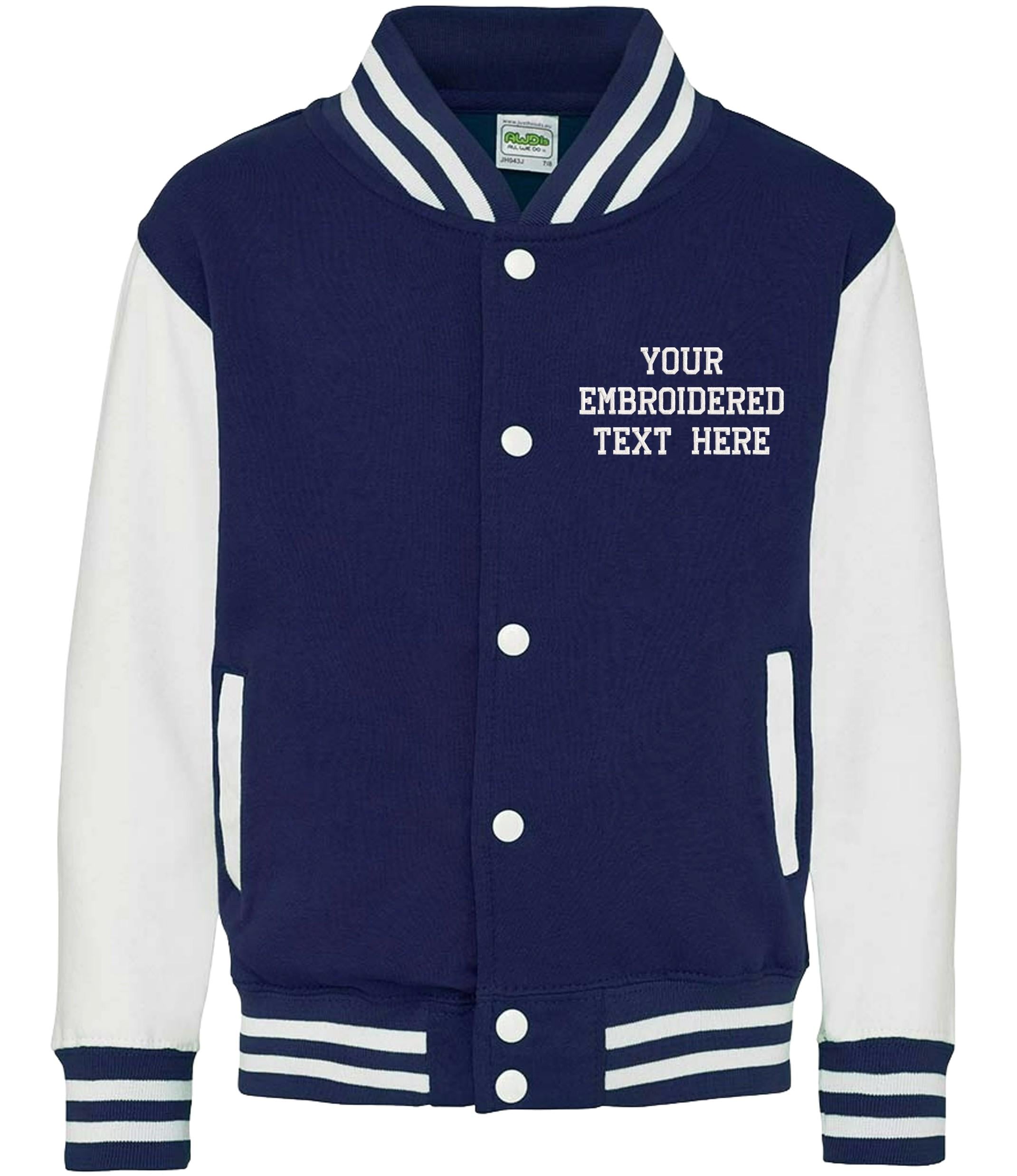 Embroidered Personalised Text Adults Varsity Jacket Custom Name Letterman College Baseball