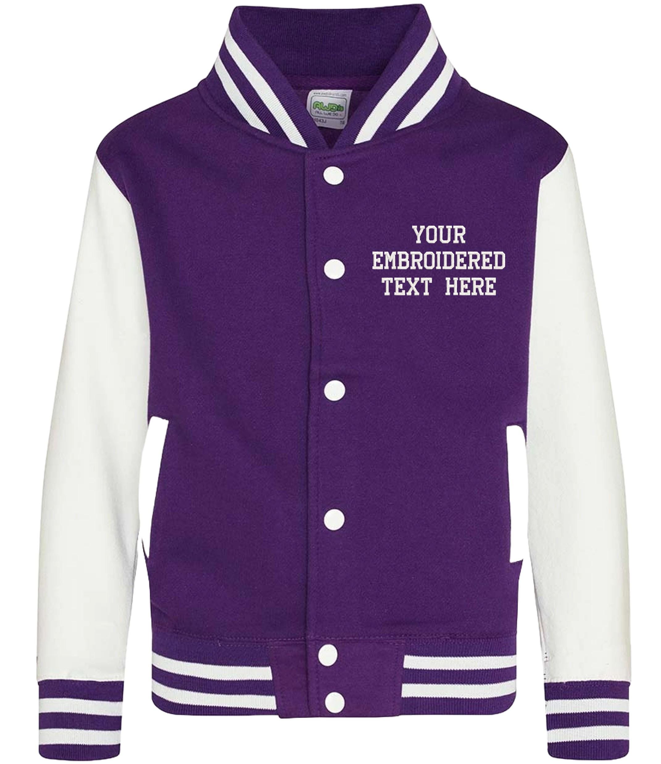 Embroidered Personalised Text Adults Varsity Jacket Custom Name Letterman College Baseball