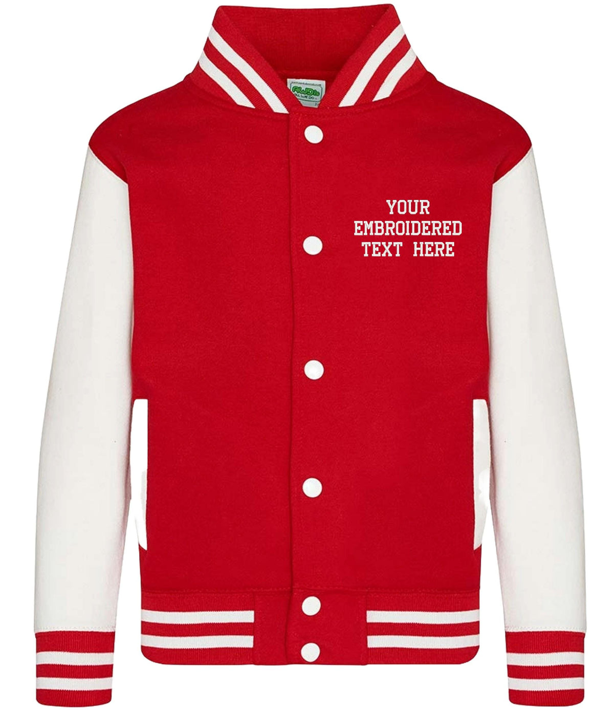 Embroidered Personalised Text Kids Varsity Jacket Childrens Custom Name Letterman College Baseball