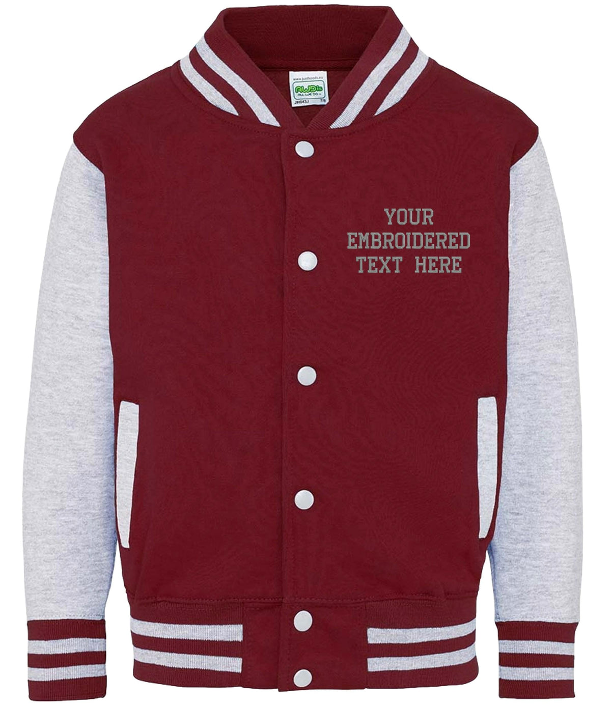 Embroidered Personalised Text Kids Varsity Jacket Childrens Custom Name Letterman College Baseball