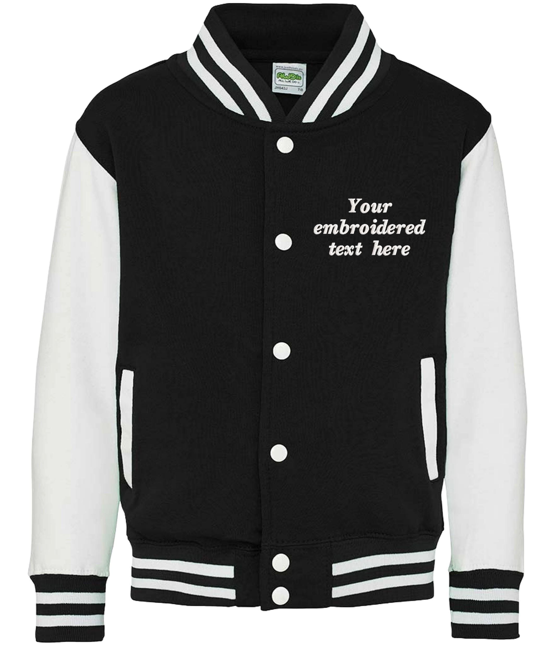Embroidered Personalised Text Adults Varsity Jacket Custom Name Letterman College Baseball