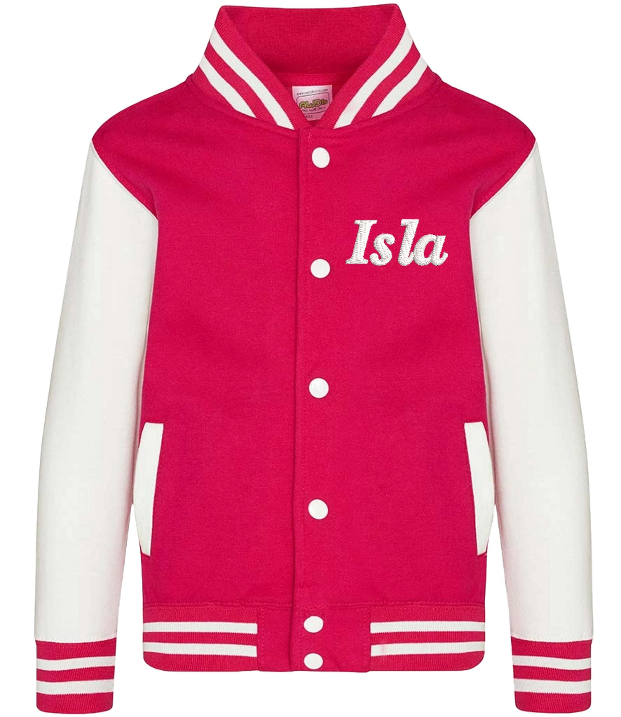 Embroidered Personalised Name Kids Varsity Jacket Childrens Custom Text Letterman College Baseball