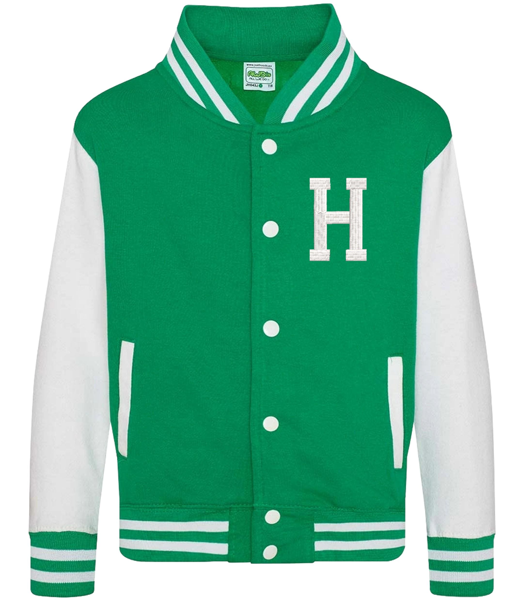 Embroidered Personalised Initial Kids Varsity Jacket Childrens Custom Name Letterman College Baseball