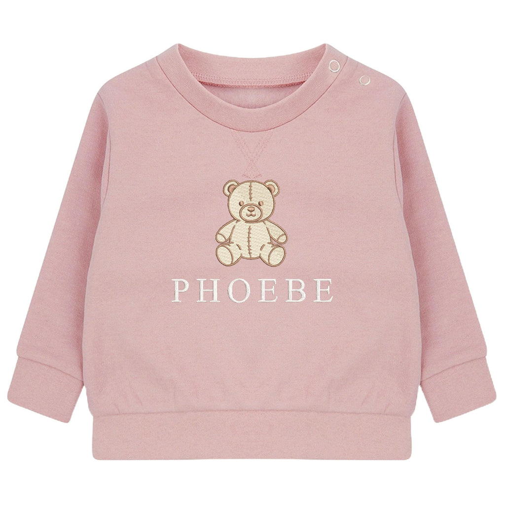 Embroidered Teddy Bear Personalised Name Sustainable Sweatshirt Baby & Toddler Custom Jumper