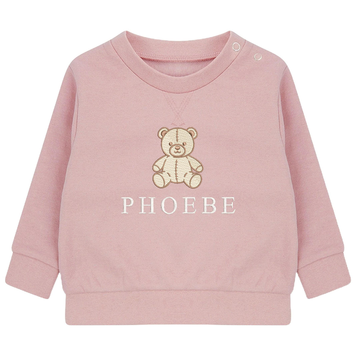 Embroidered Teddy Bear Personalised Name Sustainable Sweatshirt Baby & Toddler Custom Jumper