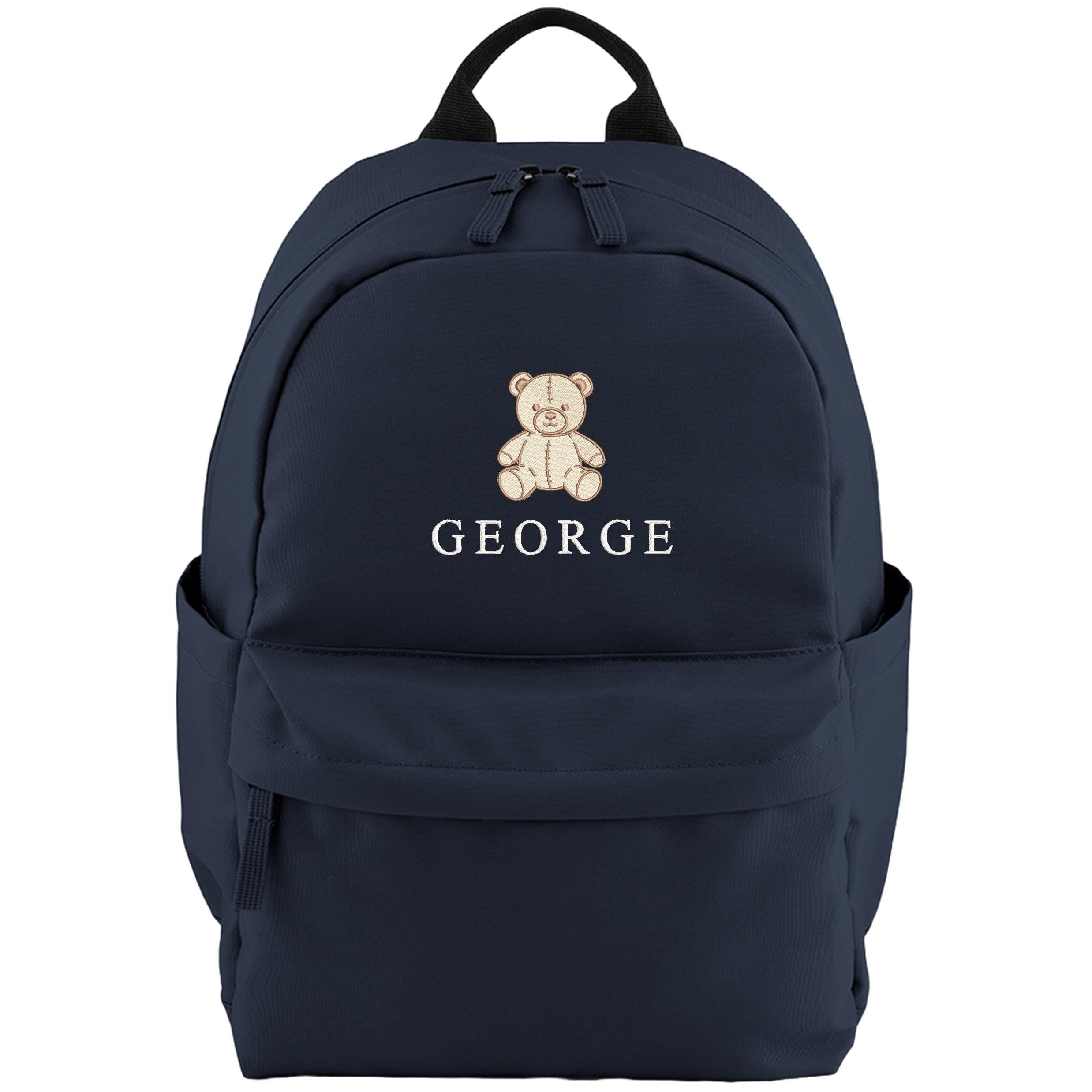 Embroidered Teddy Bear Personalised Name Small Backpack Kids Custom School Rucksack Boys Nursery Bag