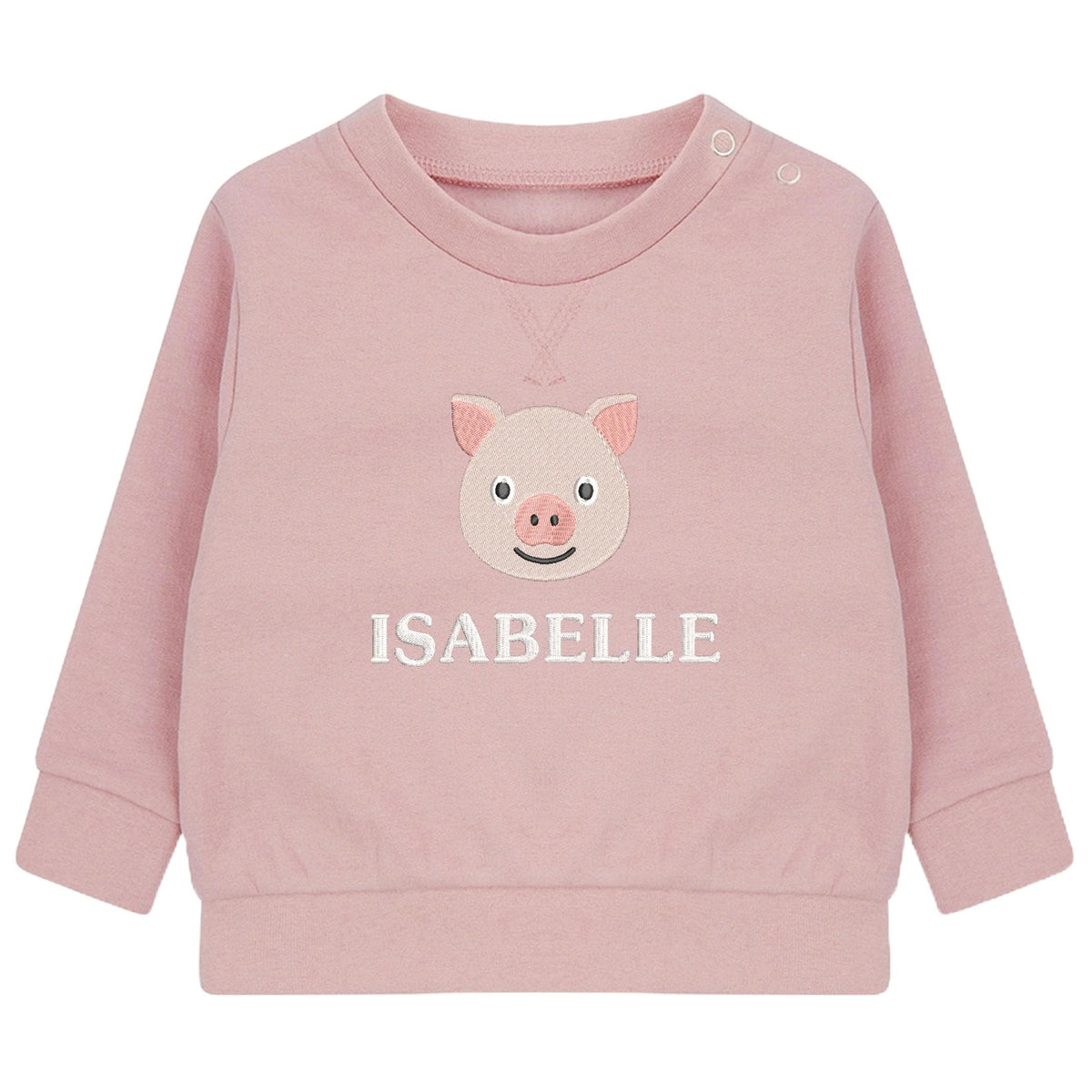 Embroidered Pig Personalised Name Sustainable Sweatshirt Baby & Toddler Custom Farmyard Barn Animals