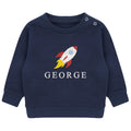 Embroidered Space Rocket Personalised Name Boys Sustainable Sweatshirt Baby & Toddler Custom Jumper Gift