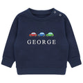 Embroidered Cars Personalised Name Boys Sustainable Sweatshirt Baby & Toddler Custom Jumper Gift
