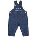 Embroidered Cars Personalised Name Baby & Toddler Cotton Denim Dungarees Custom Text Boys Gift