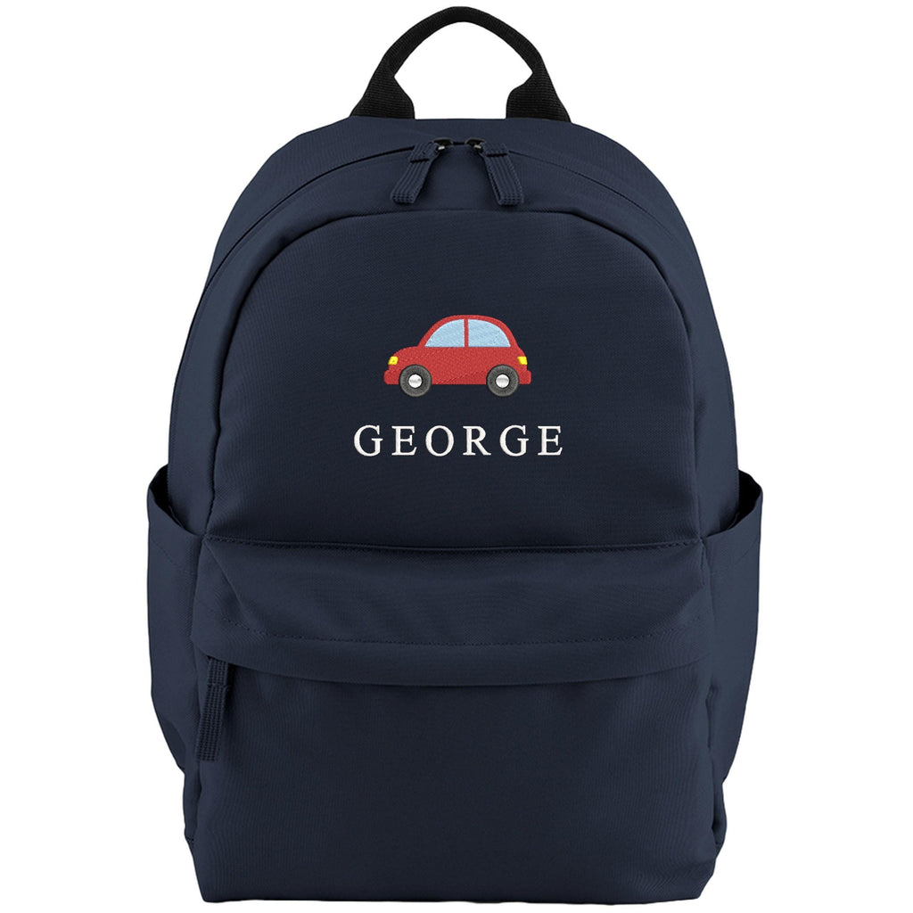 Embroidered Kids Car Personalised Name Small Backpack Boys Custom School Rucksack Nursery Bag