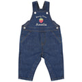 Embroidered Girls Personalised Name Berry Cute Baby & Toddler Cotton Denim Dungarees Custom Text Gift