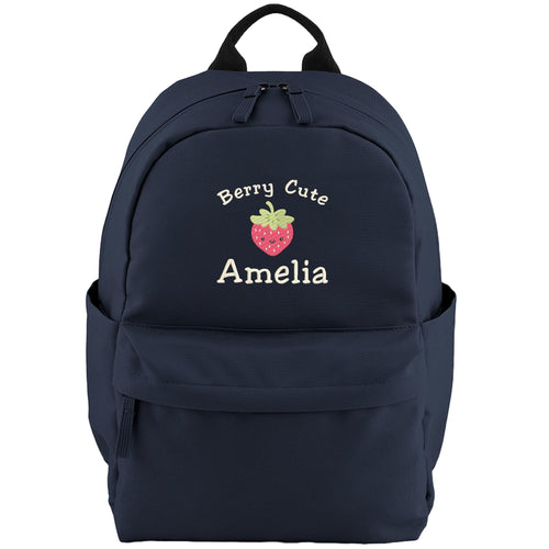 Embroidered Girls Personalised Name Berry Cute Small Backpack Custom Text School Rucksack Nursery Bag