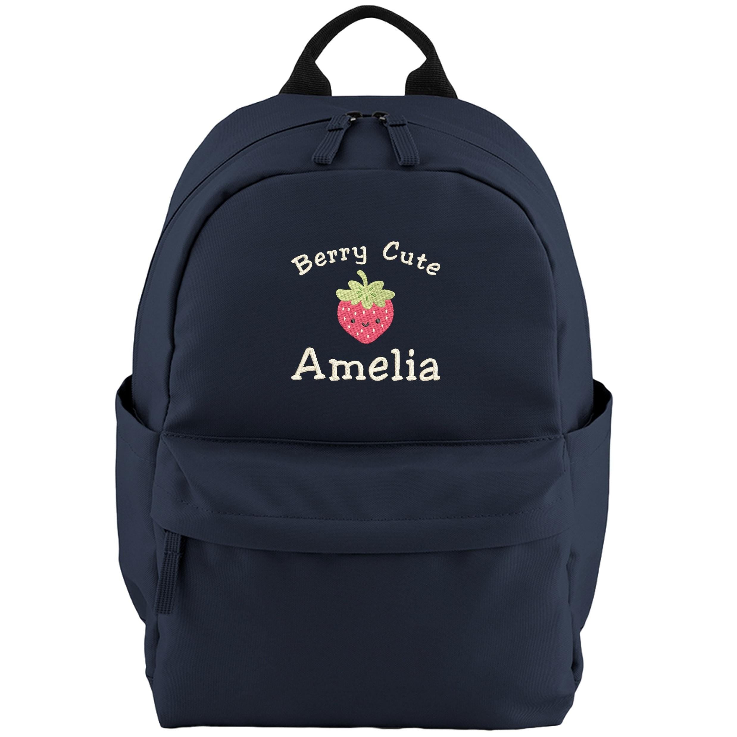 Embroidered Girls Personalised Name Berry Cute Small Backpack Custom Text School Rucksack Nursery Bag