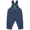Embroidered T-Rex Dinosaur Personalised Name Baby & Toddler Cotton Denim Dungarees Custom Text Boys Gift