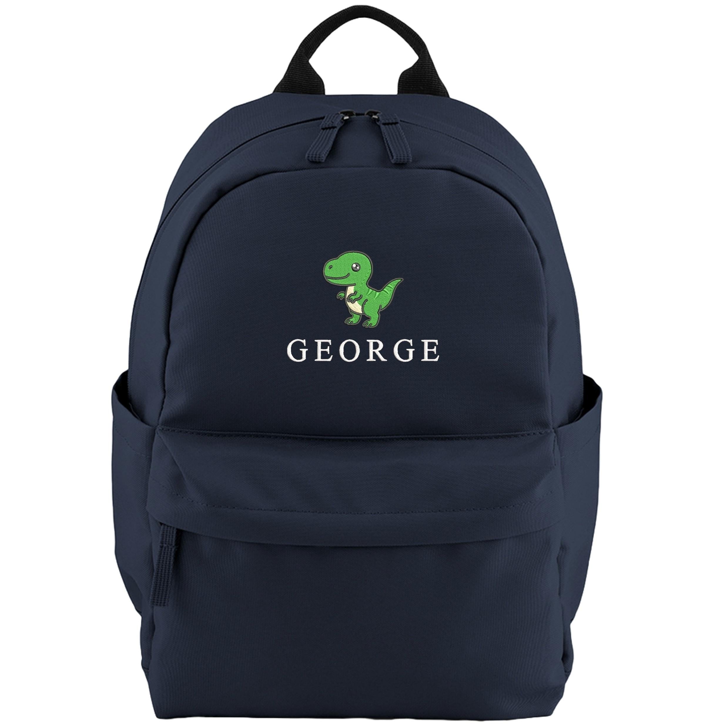 Embroidered Kids T-Rex Dinosaur Personalised Name Small Backpack Boys Custom School Rucksack Nursery Bag