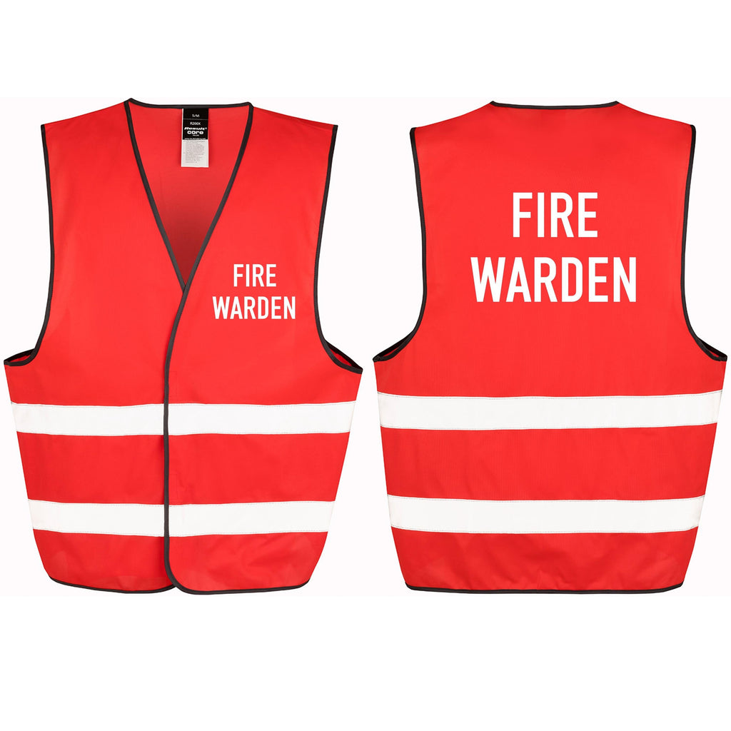 Fire Warden Red Hi-Vis Waistcoat Reflective Safety Vest