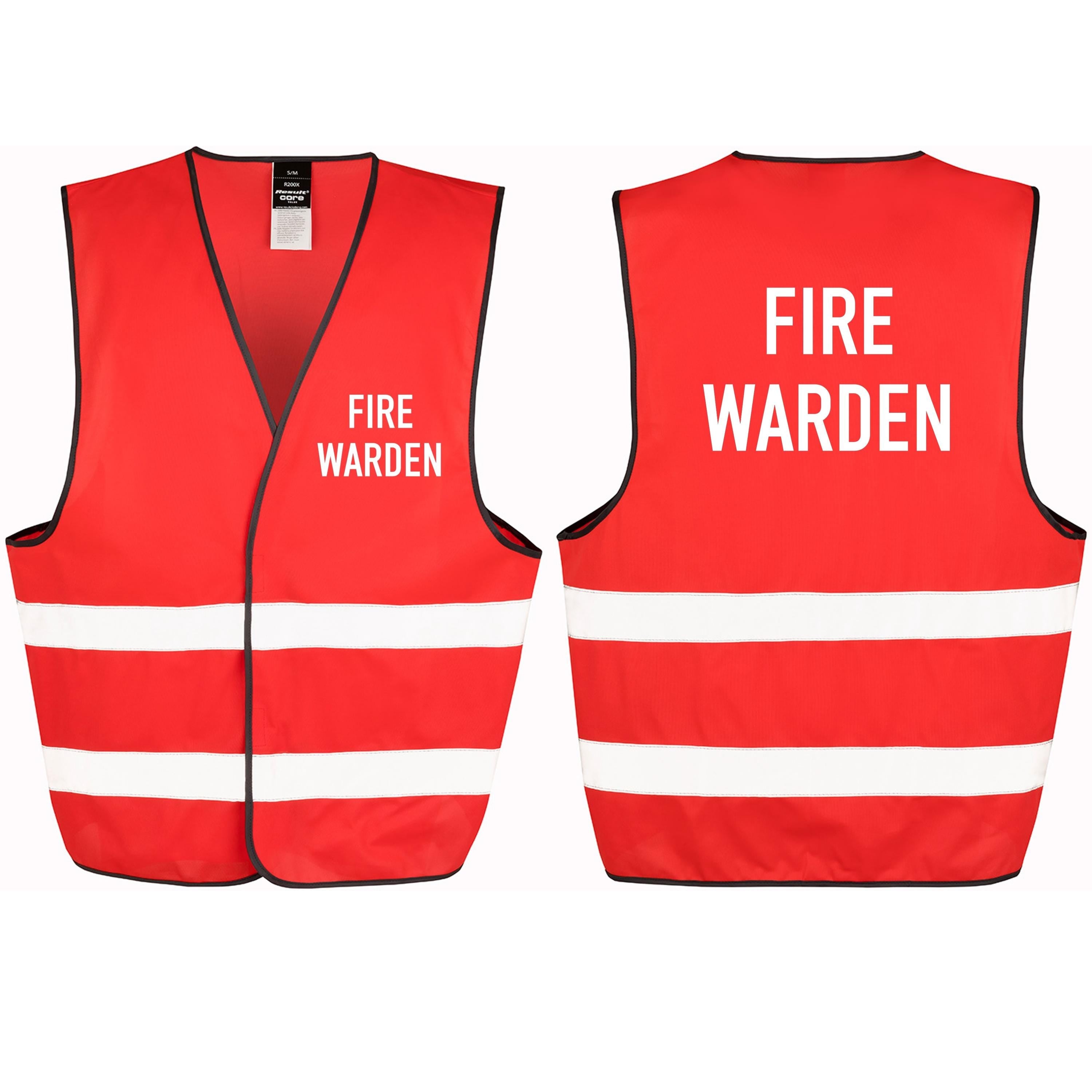 Fire Warden Red Hi-Vis Waistcoat Reflective Safety Vest