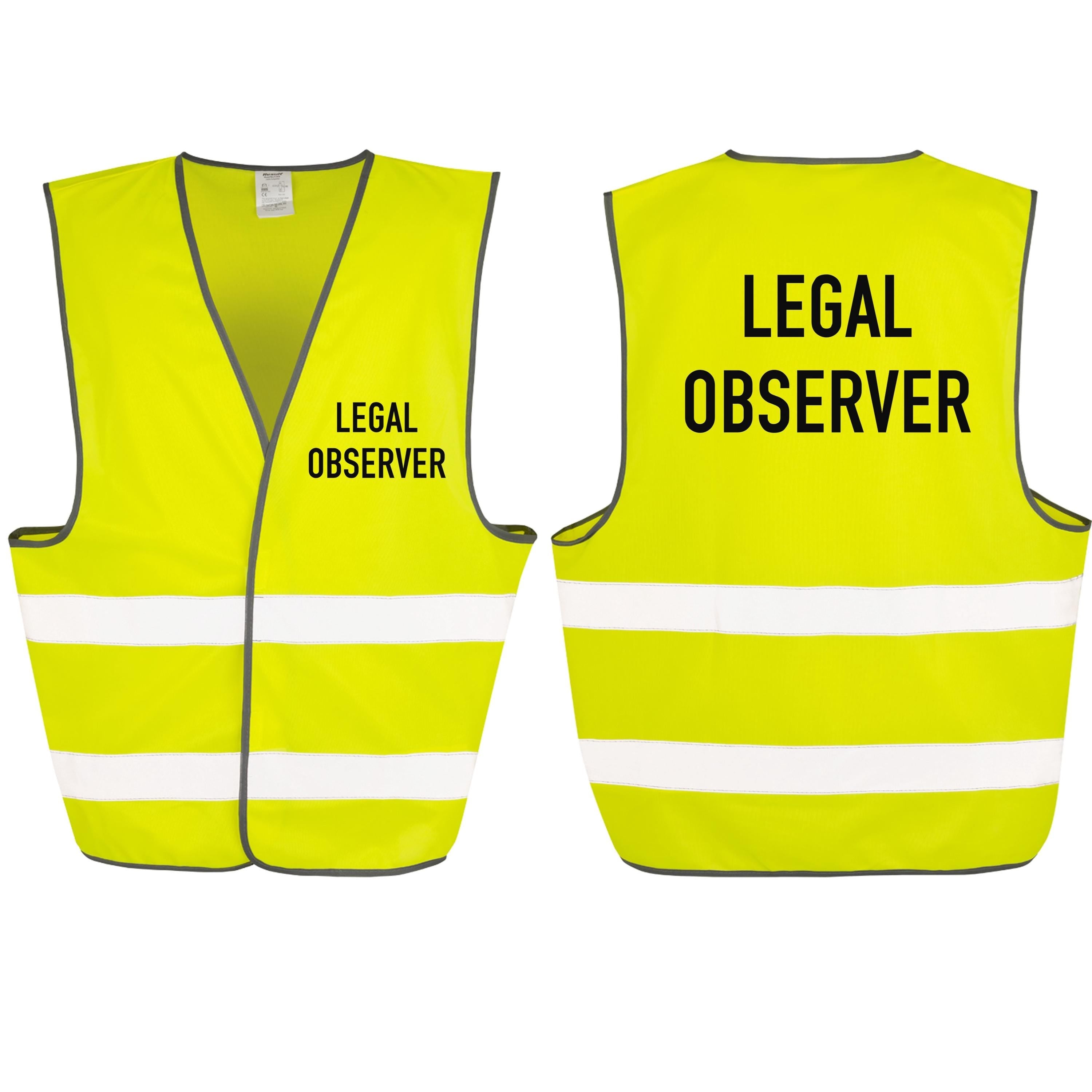 Legal Observer Yellow Hi-Vis Waistcoat Reflective Safety Vest
