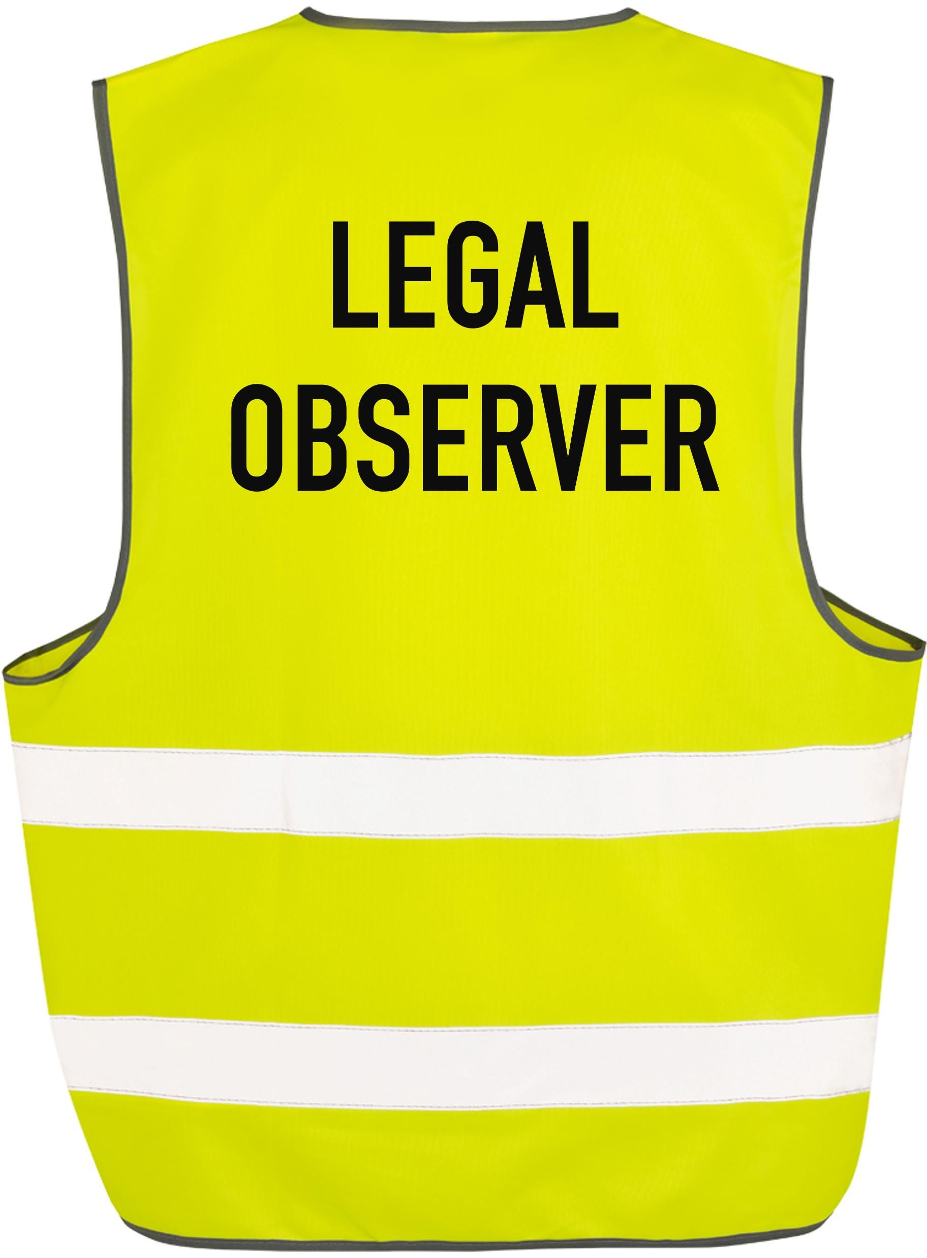 Legal Observer Yellow Hi-Vis Waistcoat Reflective Safety Vest