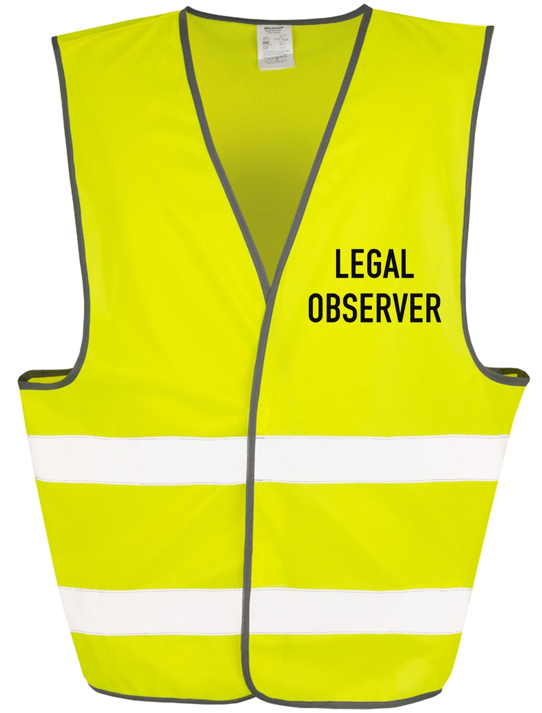Legal Observer Yellow Hi-Vis Waistcoat Reflective Safety Vest