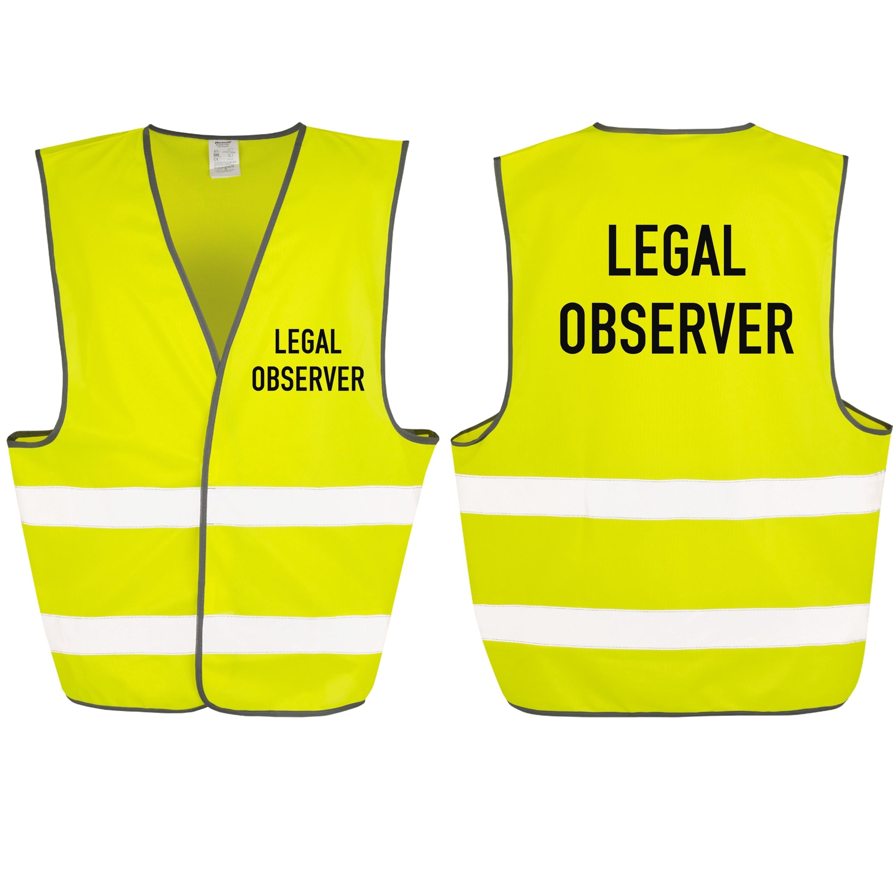 Legal Observer Yellow Hi-Vis Waistcoat Reflective Safety Vest