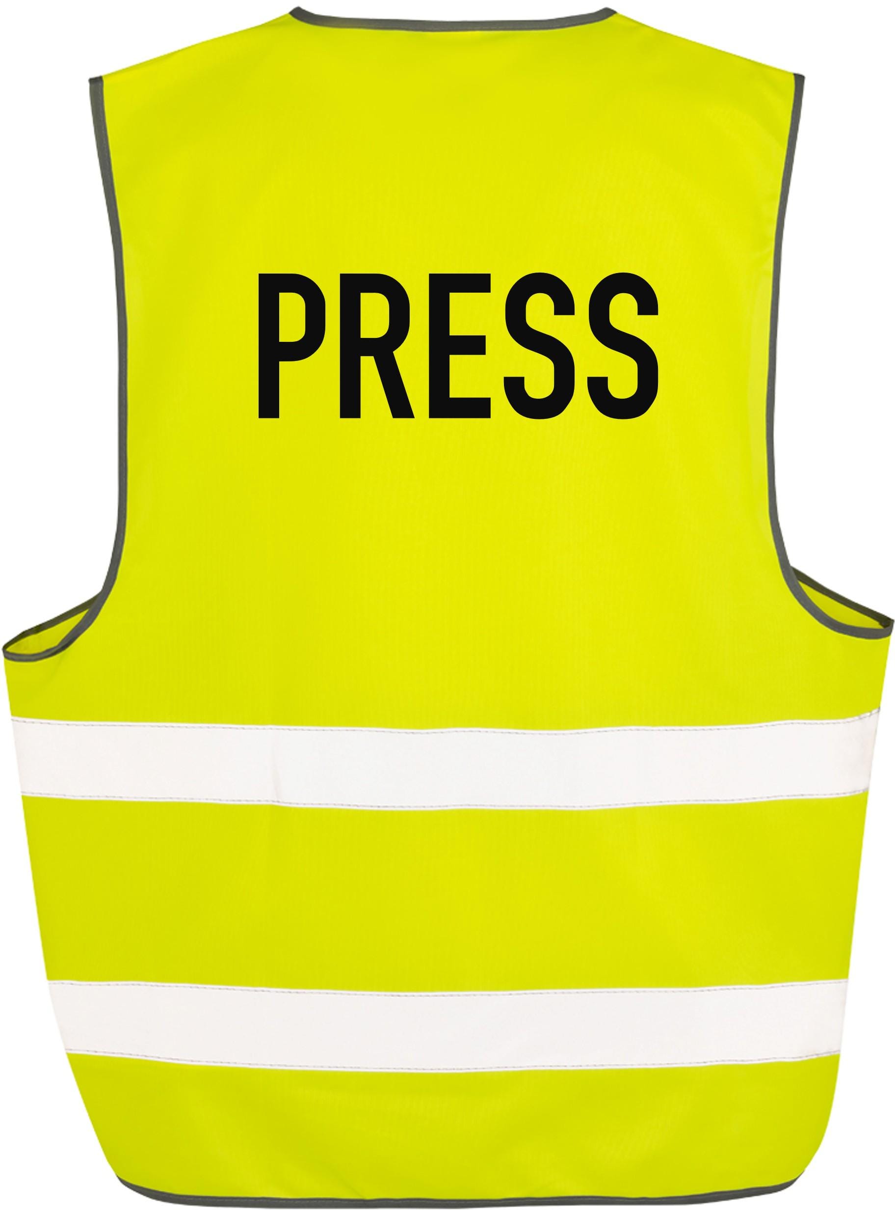 Press Yellow Hi-Vis Waistcoat Journalist Reflective Safety Vest