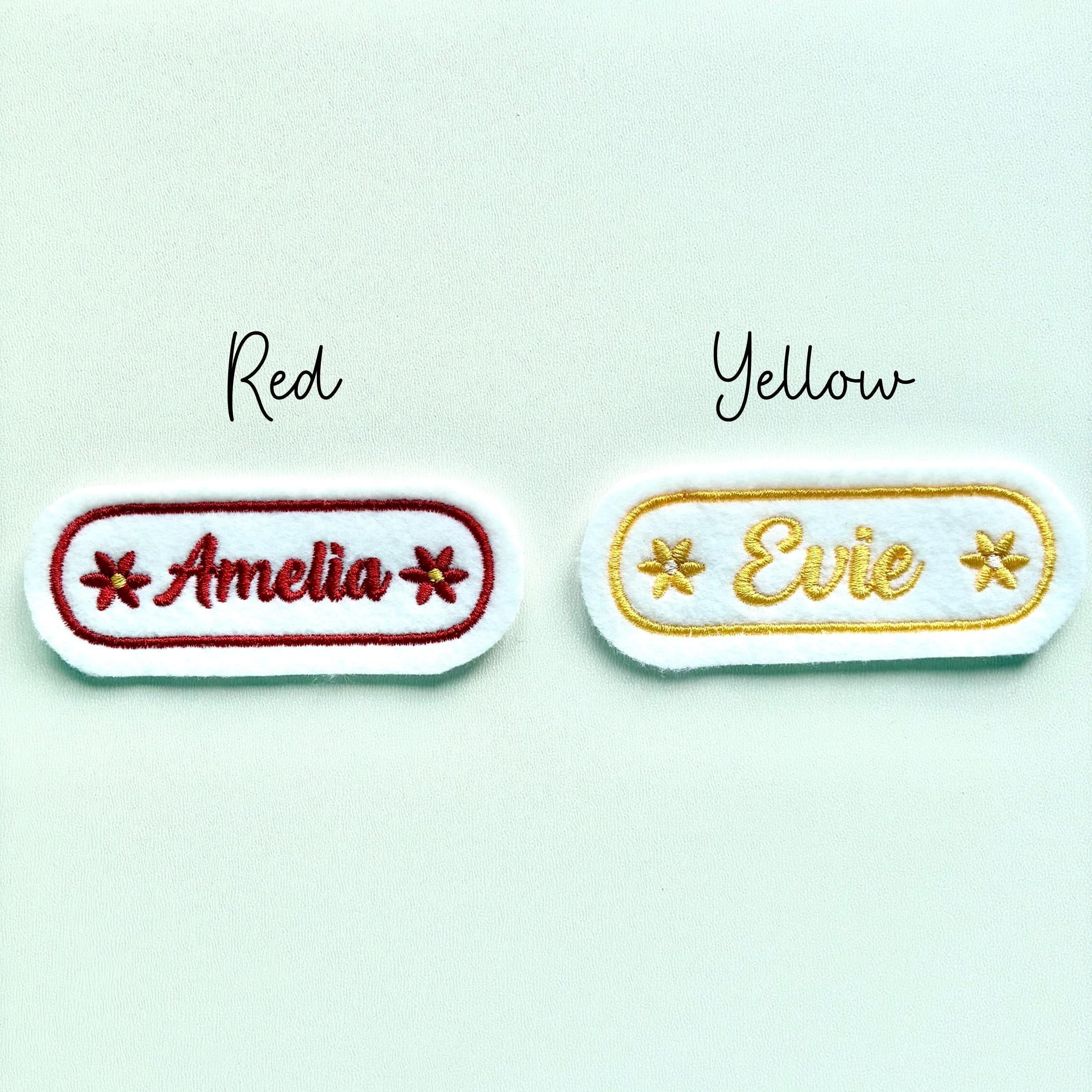 Personalised Embroidered Flower Name Patch Iron On & Sew On Custom Text Badge