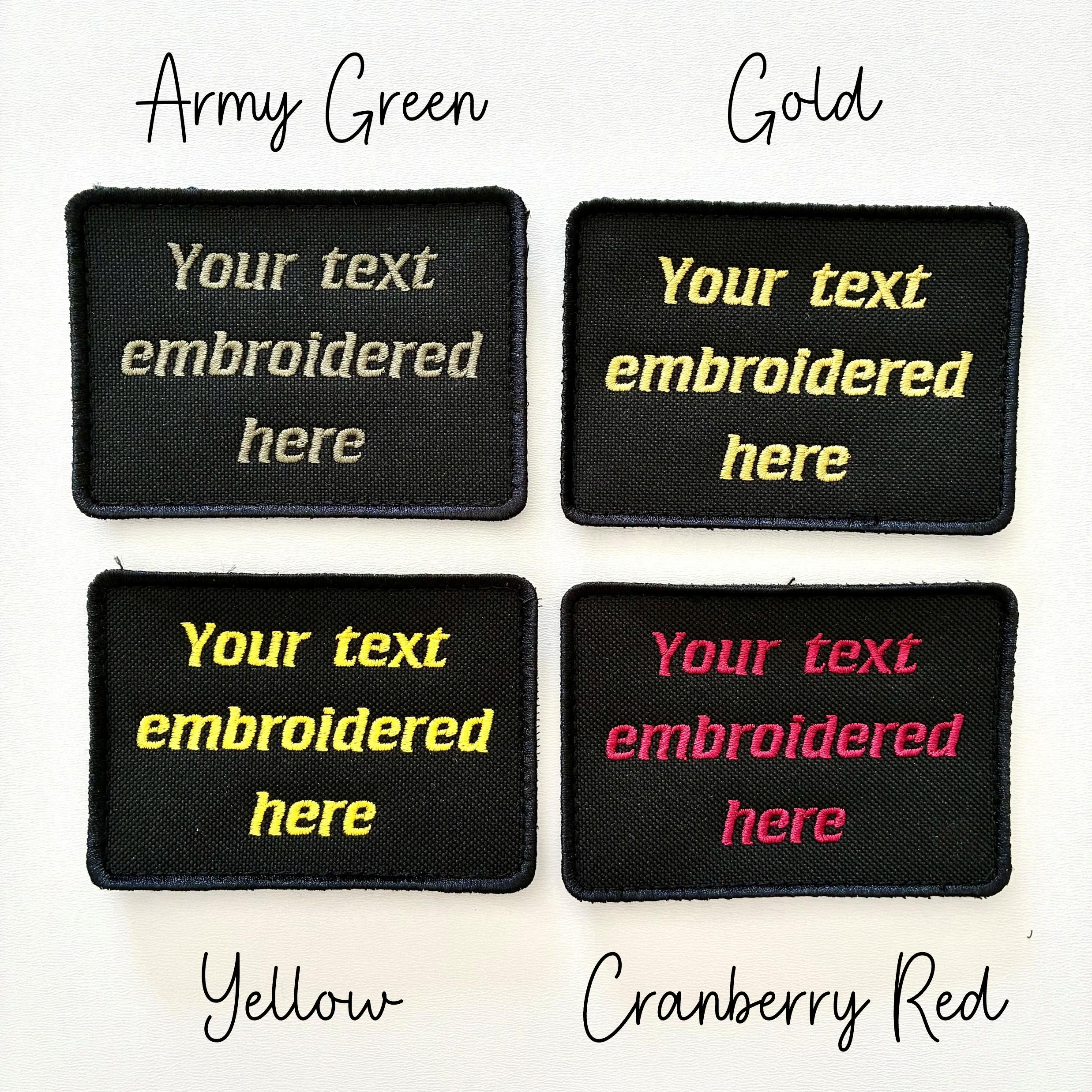 Personalised Embroidered Text Patch Hook Loop Custom Military Molle Morale Badge