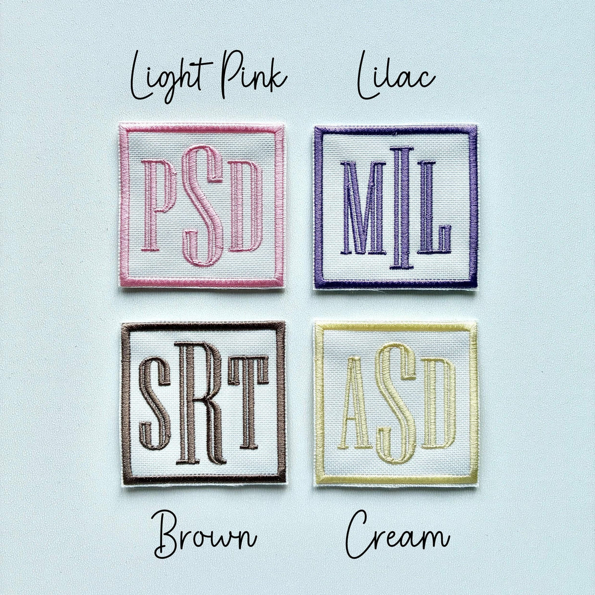 Personalised Embroidered Monogram Initials Patch Iron On & Sew On Custom Text Badge
