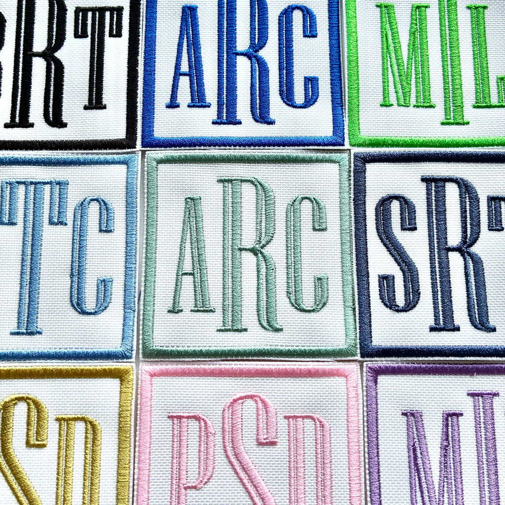 Personalised Embroidered Monogram Initials Patch Iron On & Sew On Custom Text Badge