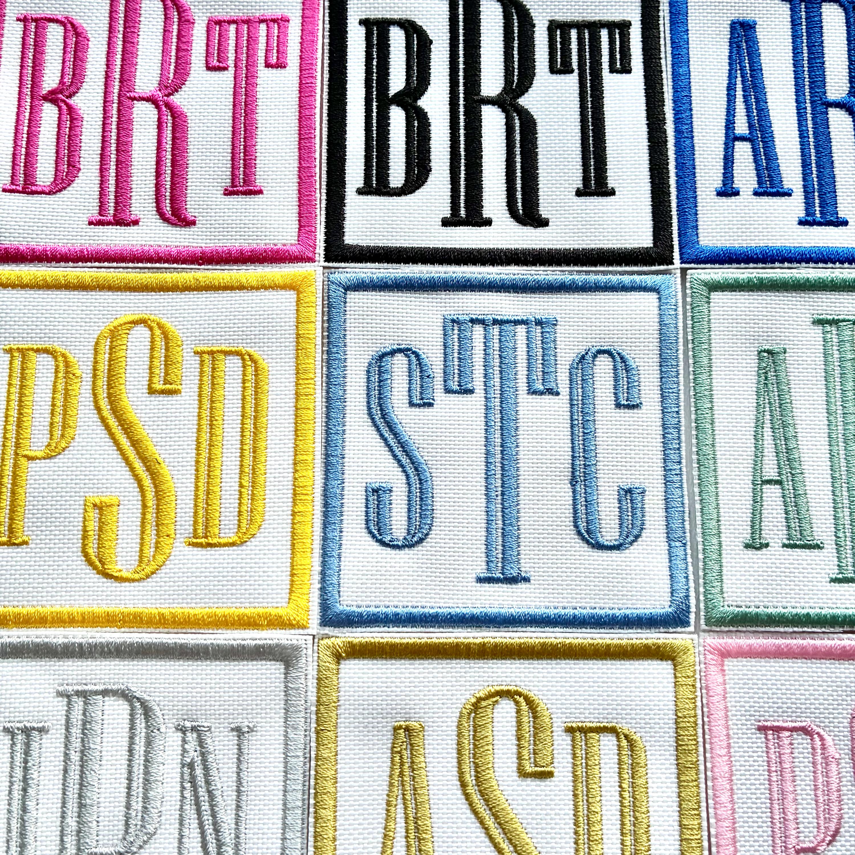 Personalised Embroidered Monogram Initials Patch Iron On & Sew On Custom Text Badge