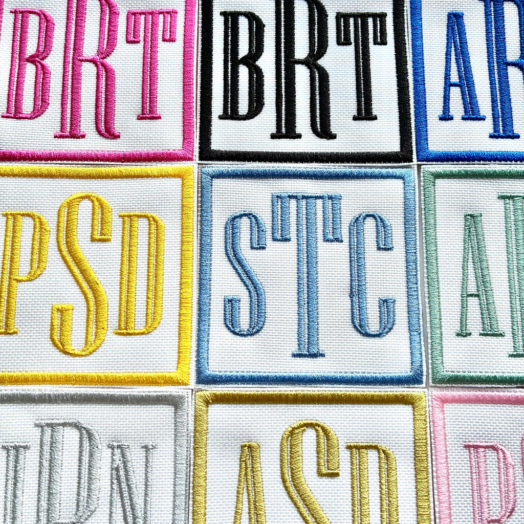 Personalised Embroidered Monogram Initials Patch Iron On & Sew On Custom Text Badge