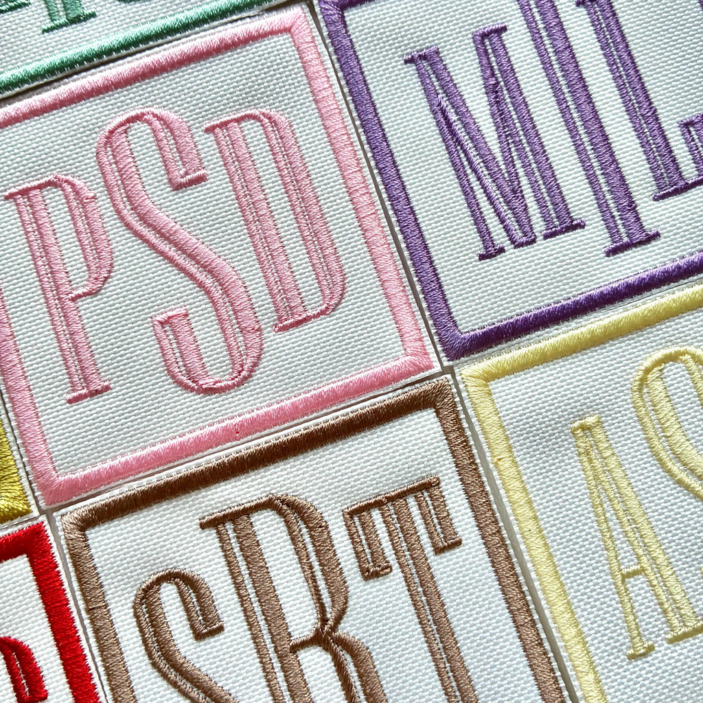 Personalised Embroidered Monogram Initials Patch Iron On & Sew On Custom Text Badge