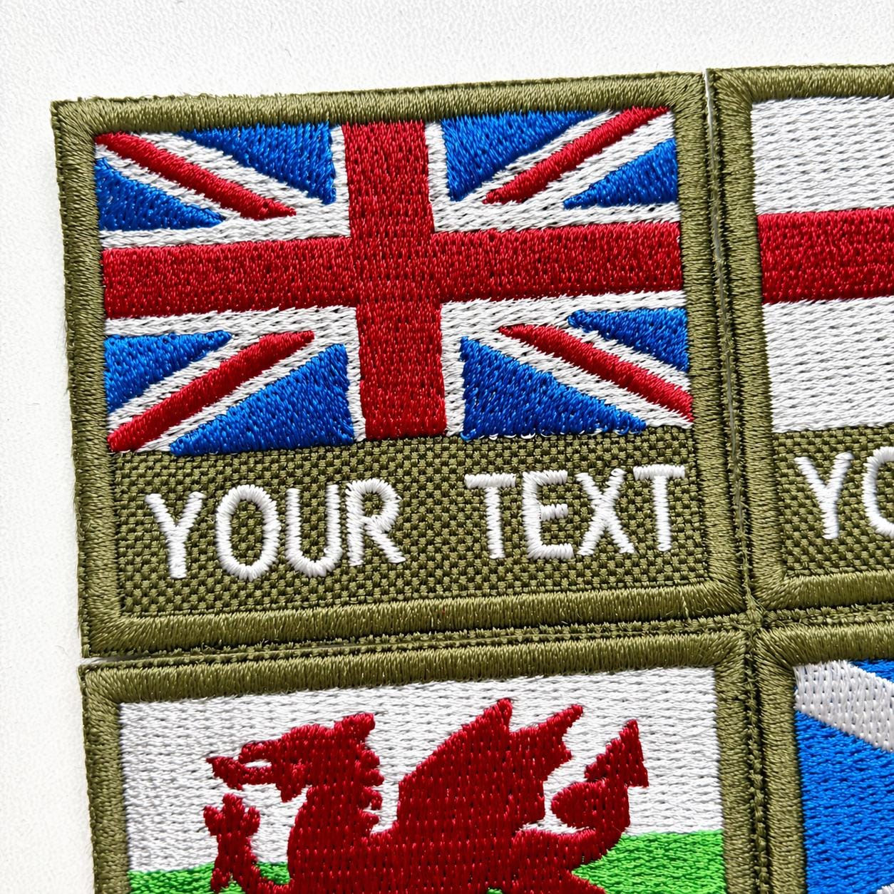 Personalised Embroidered Flag Patch 60x50mm Sew/Iron/VELCRO® Custom Text Badge