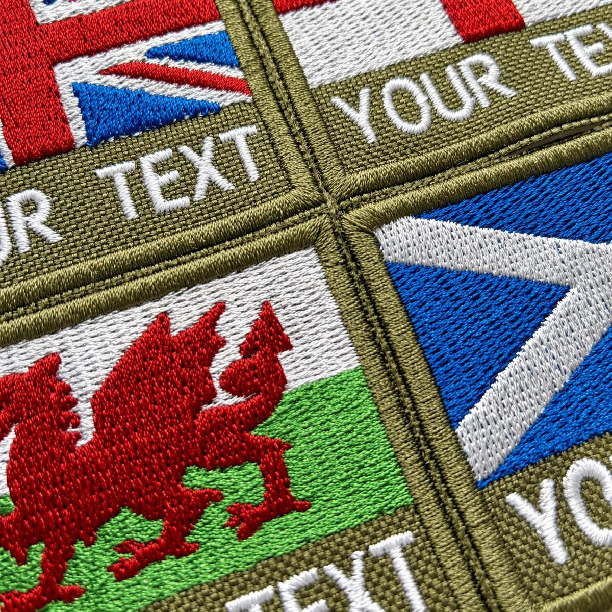 Personalised Embroidered Flag Patch 60x50mm Sew/Iron/VELCRO® Custom Text Badge