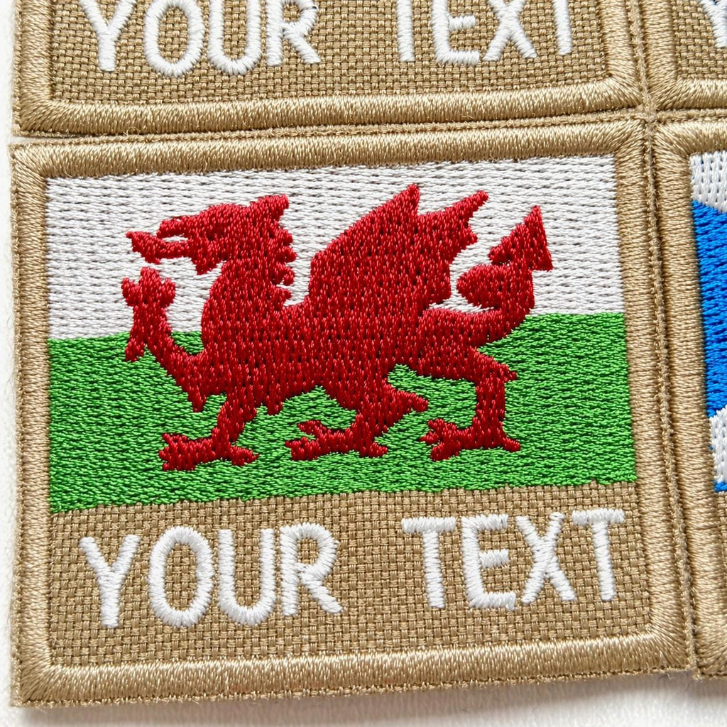 Personalised Embroidered Flag Patch 60x50mm Sew/Iron/VELCRO® Custom Text Badge