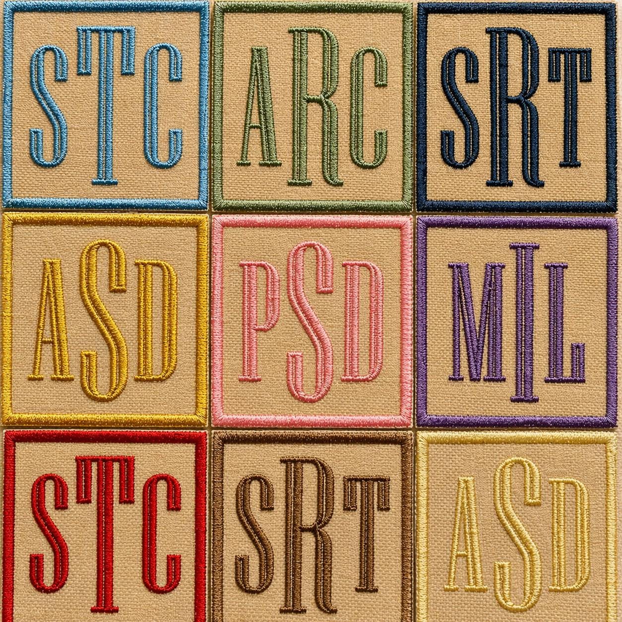 Personalised Embroidered Monogram Initials Patch Iron On & Sew On Custom Text Badge