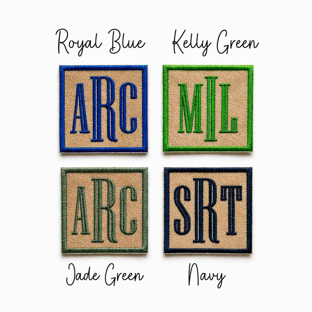 Personalised Embroidered Monogram Initials Patch Iron On & Sew On Custom Text Badge