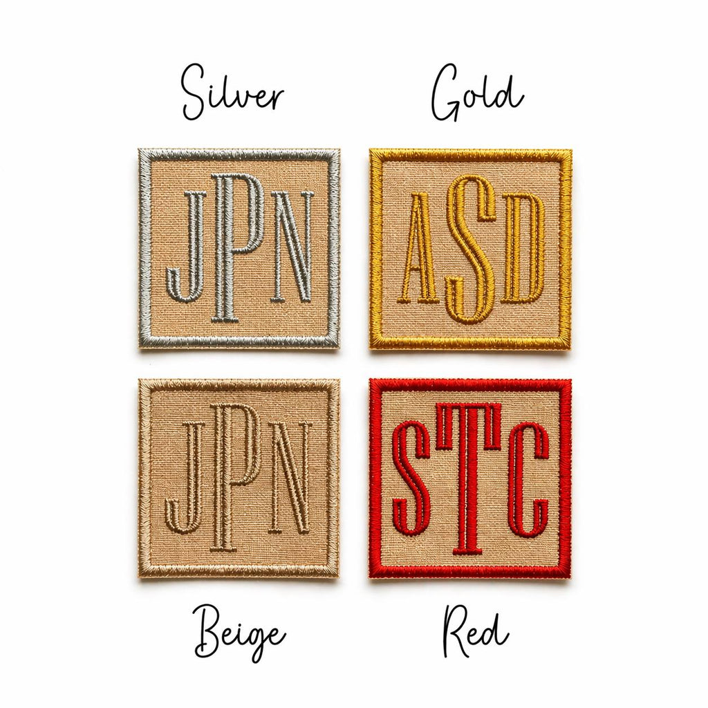 Personalised Embroidered Monogram Initials Patch Iron On & Sew On Custom Text Badge