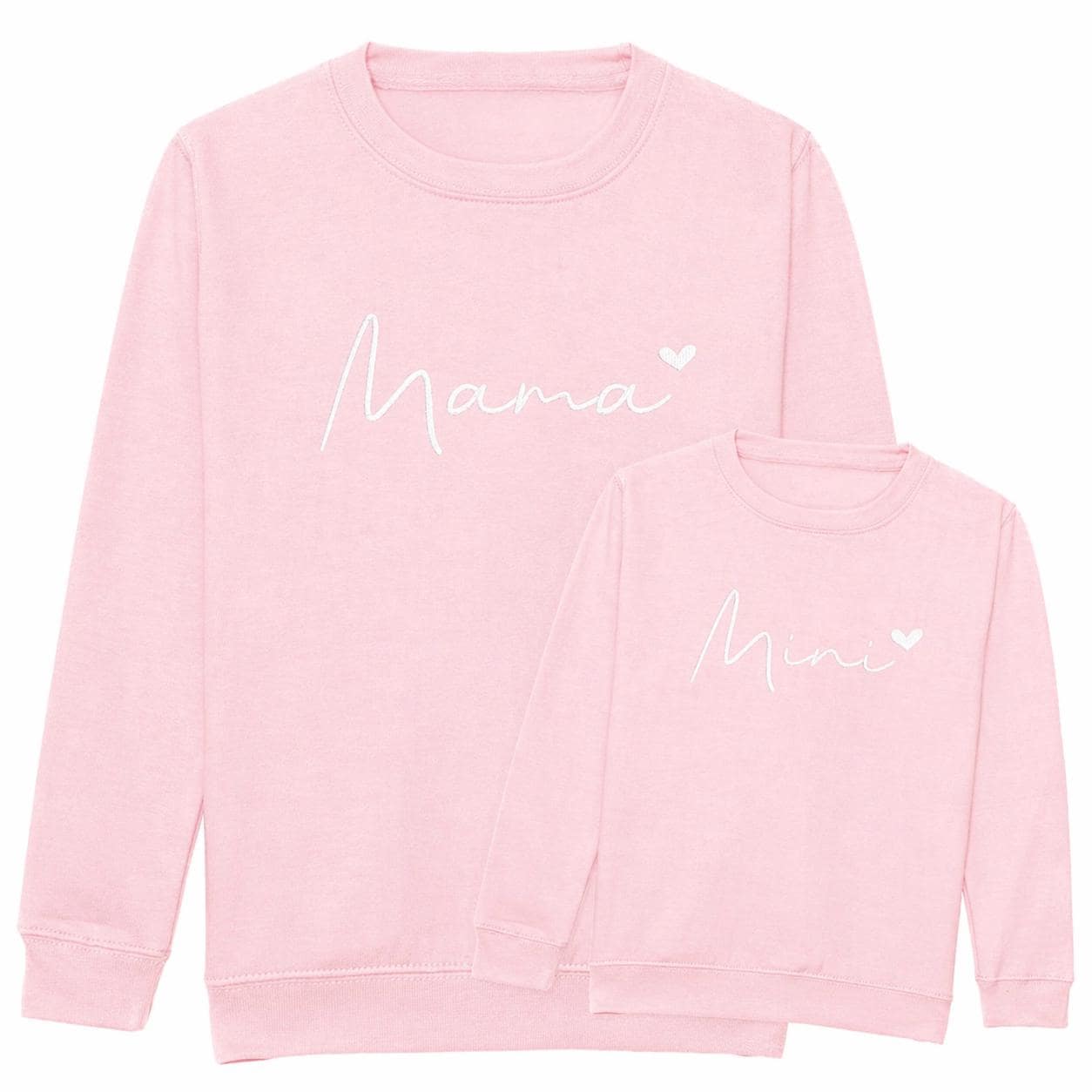 Embroidered Mama & Mini Sweatshirts Pink Matching Mummy Daughter Twinning Outfits