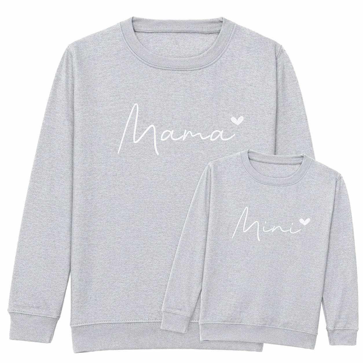 Embroidered Mama & Mini Sweatshirts Grey Matching Mummy Daughter Twinning Outfits