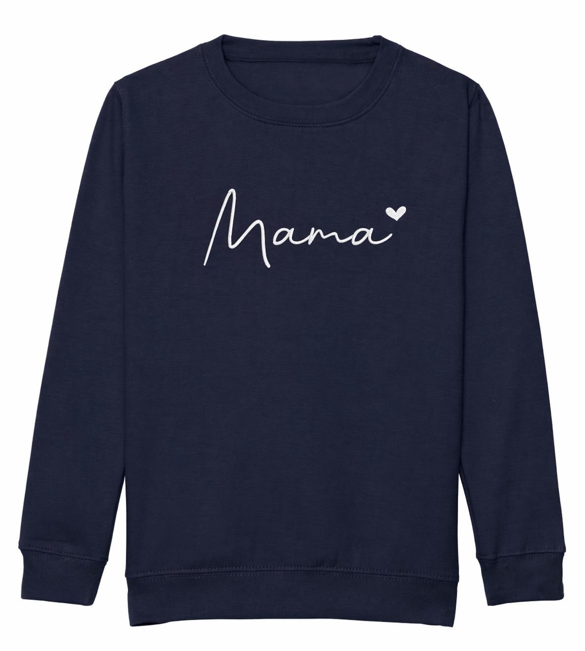 Embroidered Mama & Mini Sweatshirts Navy Matching Mummy Daughter Twinning Outfits