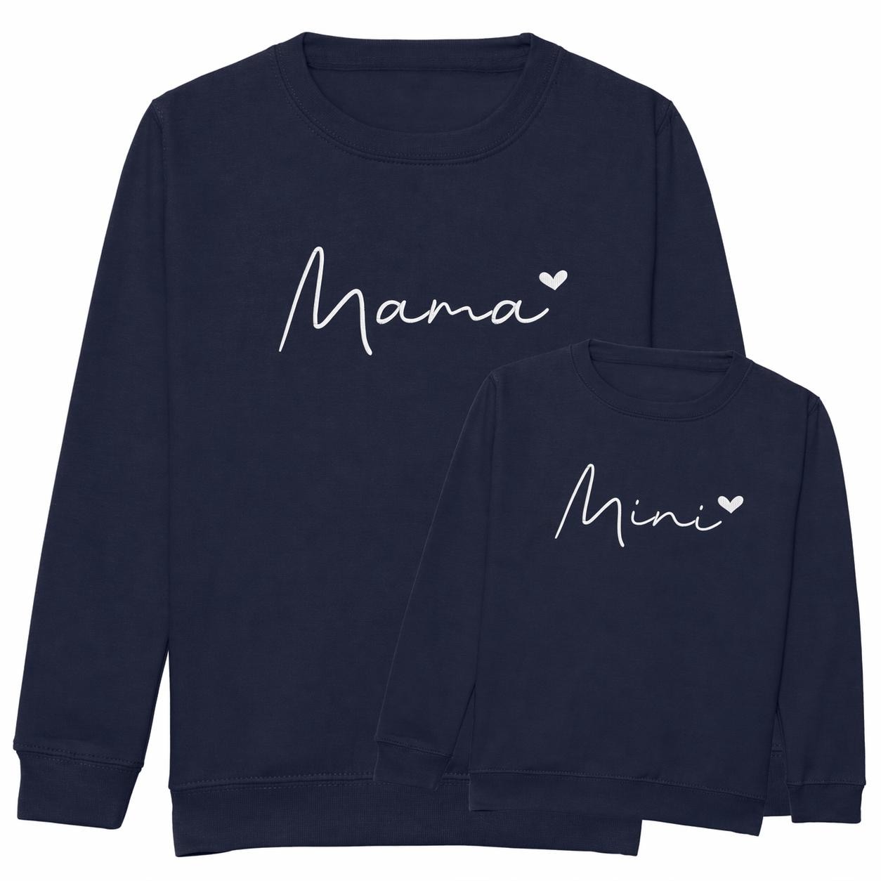 Embroidered Mama & Mini Sweatshirts Navy Matching Mummy Daughter Twinning Outfits
