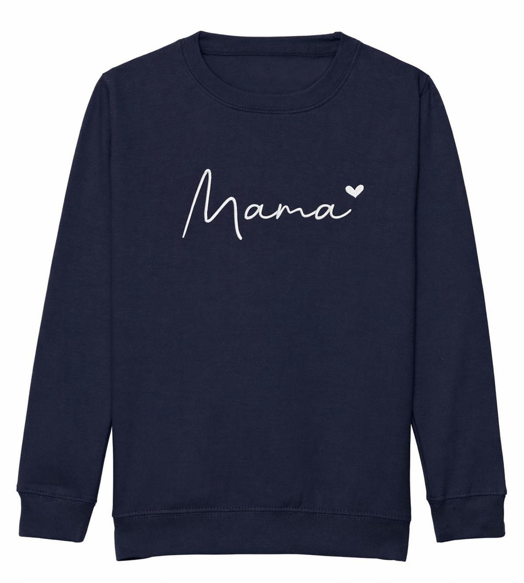 Embroidered Mama & Mini Sweatshirts Navy Matching Mummy Daughter Twinning Outfits