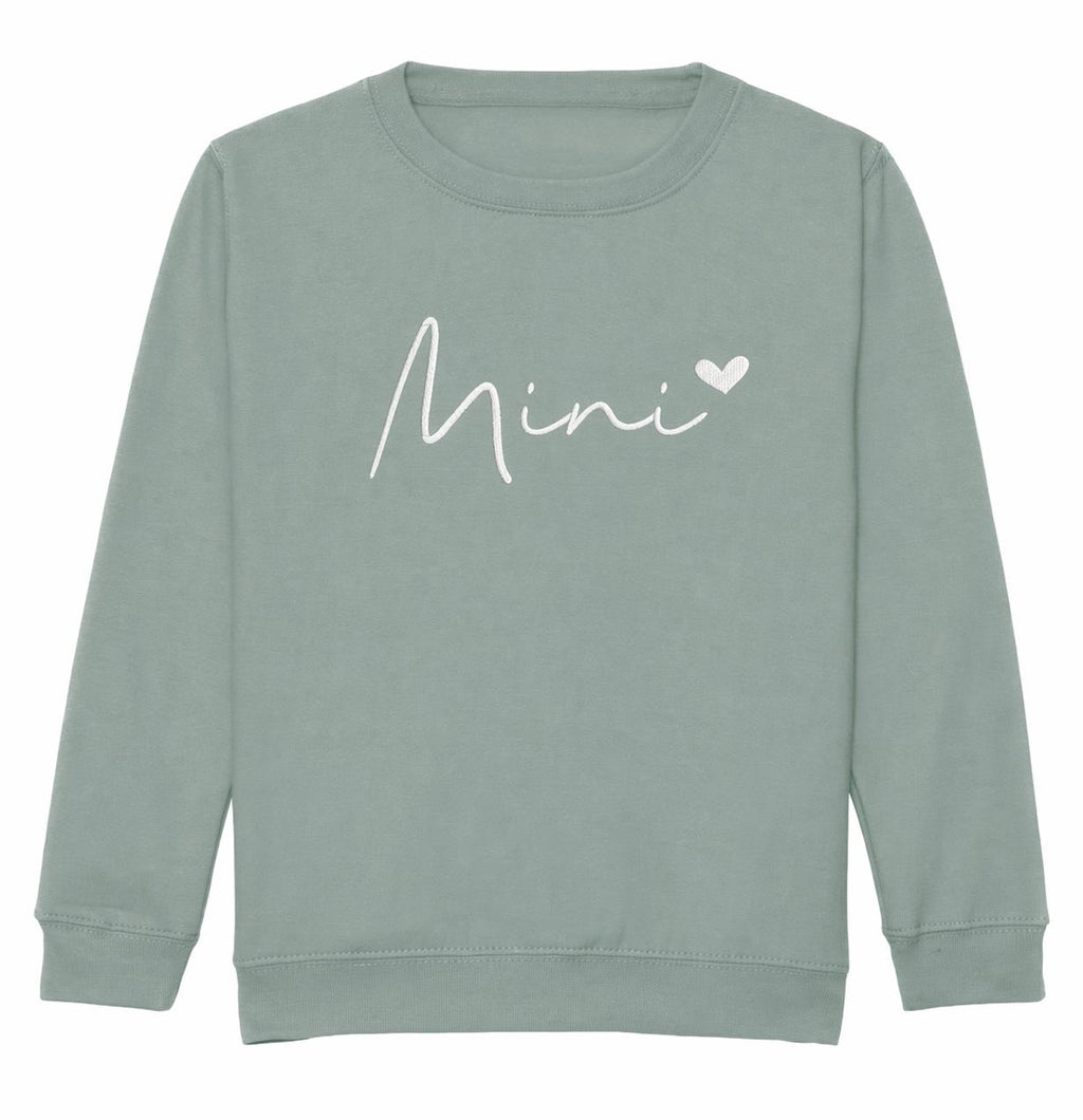 Embroidered Mama & Mini Sweatshirts Green Matching Mummy Daughter Twinning Outfits