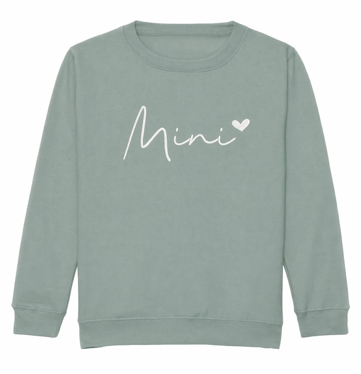 Embroidered Mama & Mini Sweatshirts Green Matching Mummy Daughter Twinning Outfits