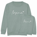 Embroidered Mama & Mini Sweatshirts Green Matching Mummy Daughter Twinning Outfits